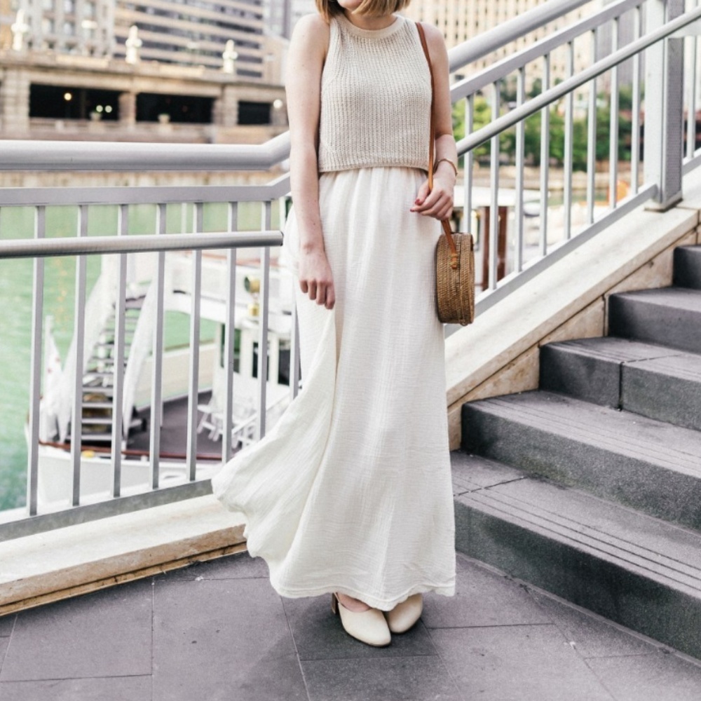 Anthro / Moth Layered Sweater & Linen Maxi Dress